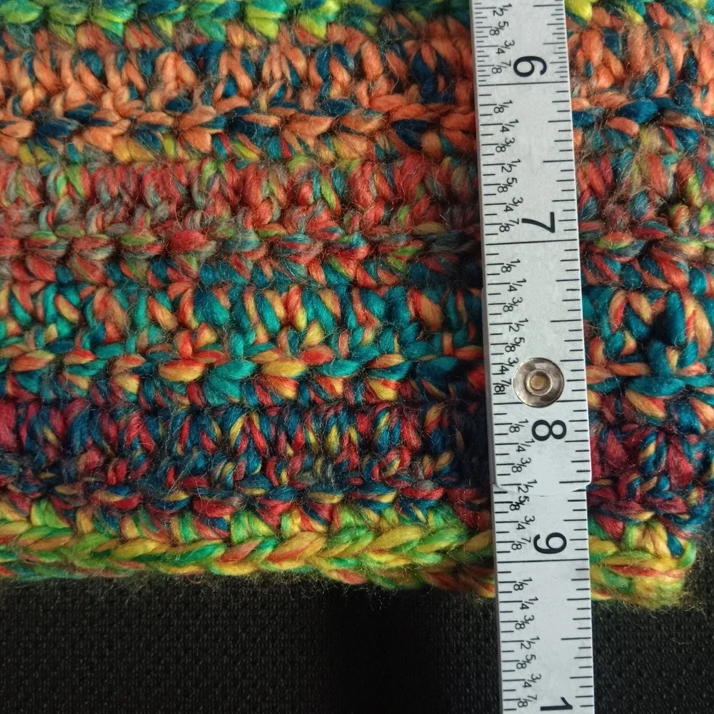 Handmade Vintage Beanie & Cowl Set Women OS Multi EUC Crochet Knit Winter Boho